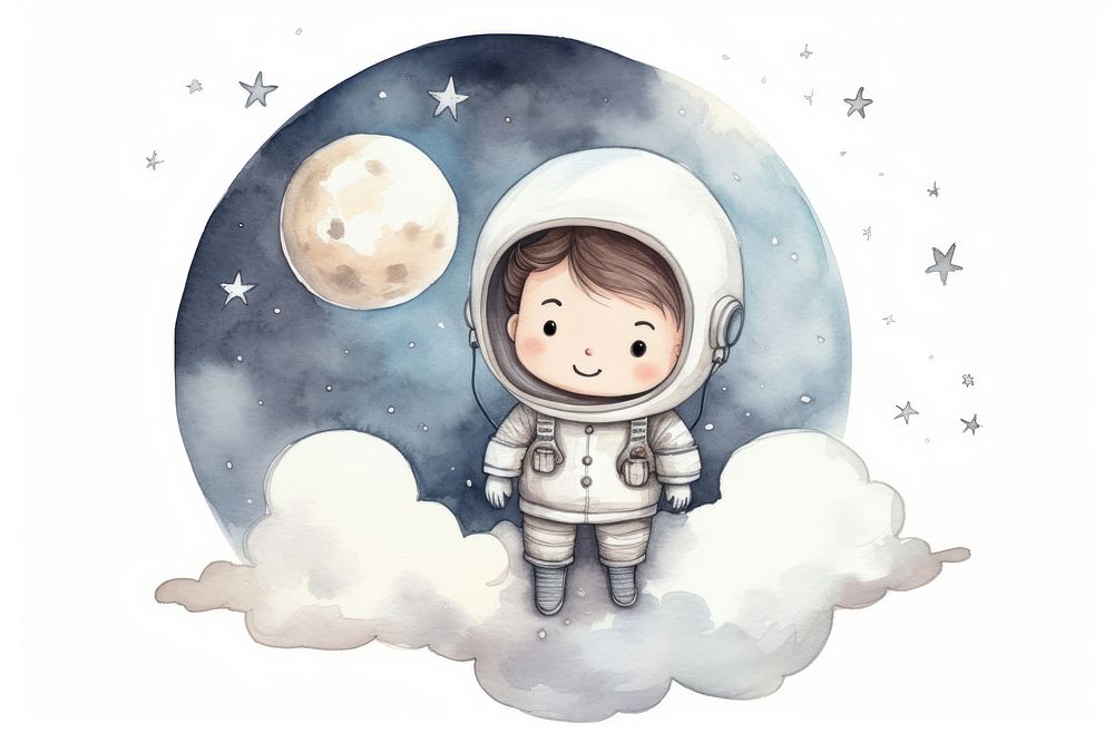 Astronaut cute moon art. AI generated Image by rawpixel.