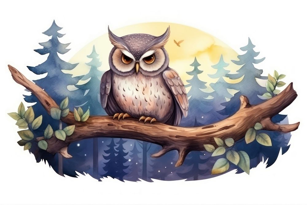 Owl forest animal bird. AI generated Image by rawpixel.