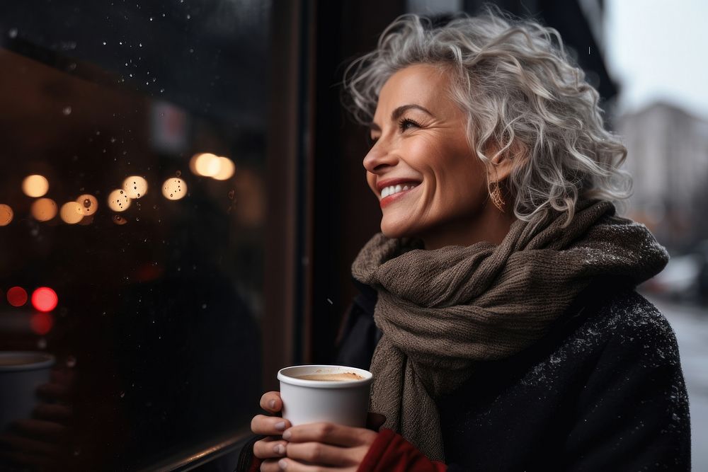 Coffee laughing drinking scarf. 