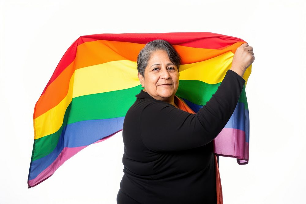 Portrait holding rainbow pride. AI generated Image by rawpixel.