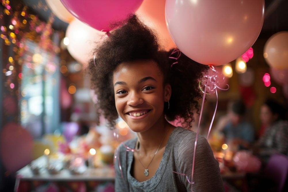 Portrait birthday balloon party. 