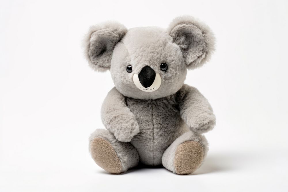 Toy plush koala white background. 