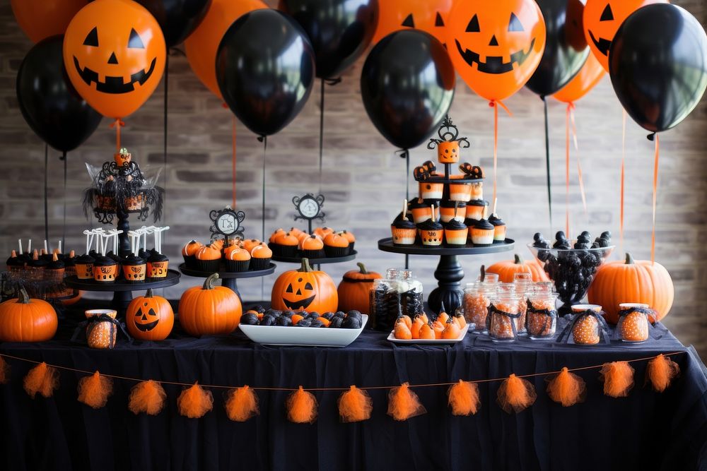 Halloween balloon party jack-o'-lantern. 