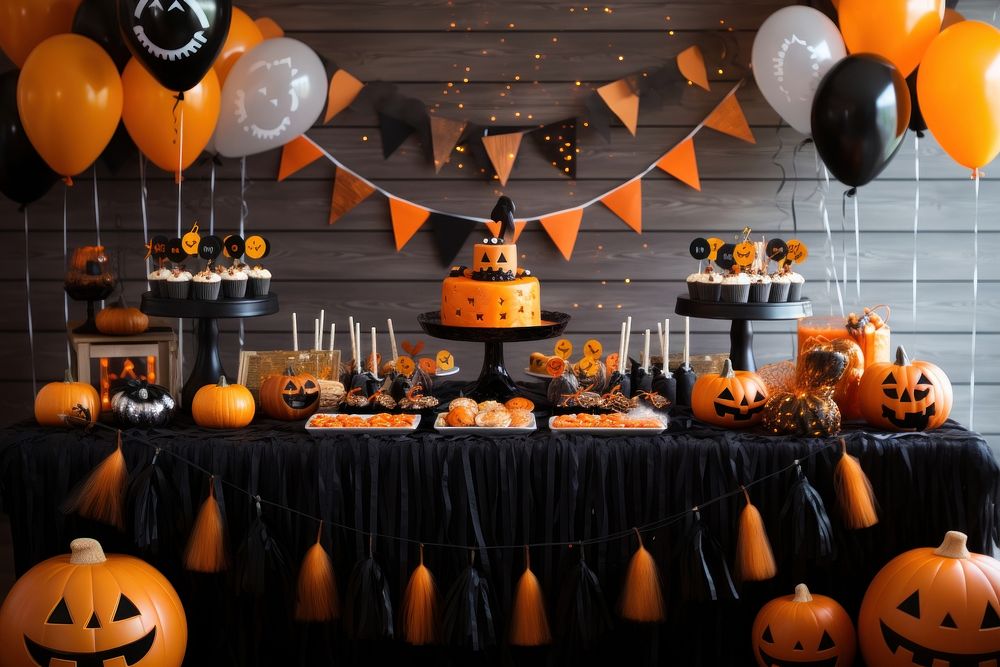 Halloween balloon dessert party. AI generated Image by rawpixel.