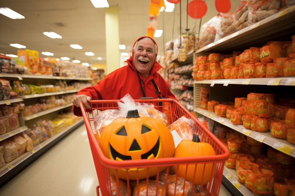 Supermarket halloween shopping jack-o'-lantern. AI generated Image by rawpixel.