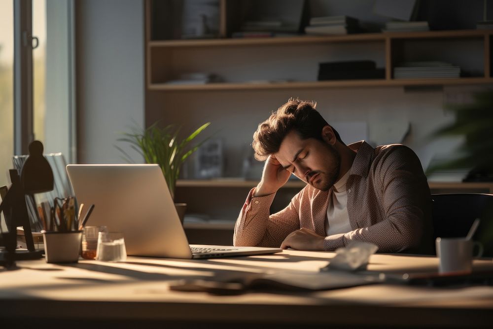 Computer worried laptop office. AI | Free Photo - rawpixel