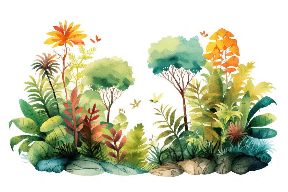 Vegetation painting outdoors nature. AI generated Image by rawpixel.