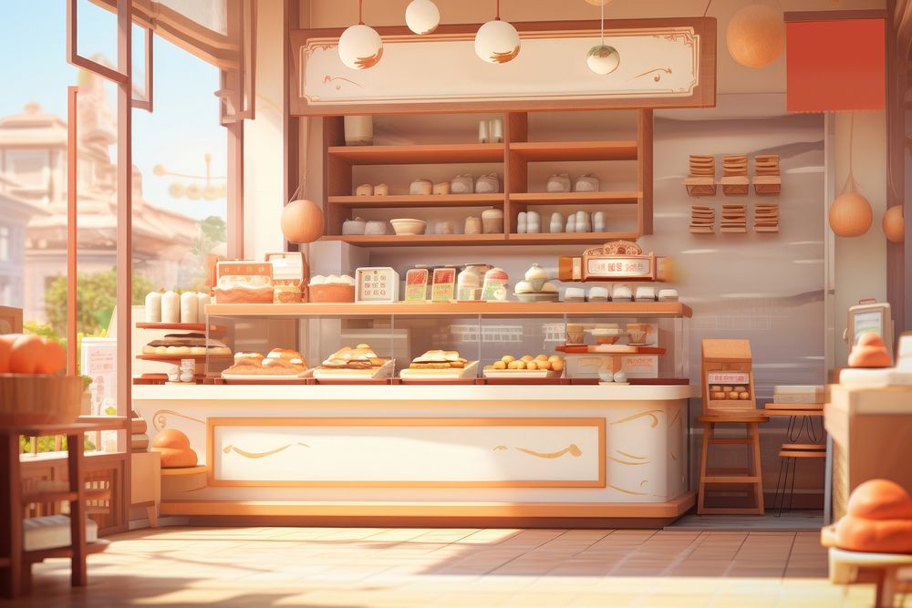 Bakery restaurant cartoon architecture. AI generated Image by rawpixel.