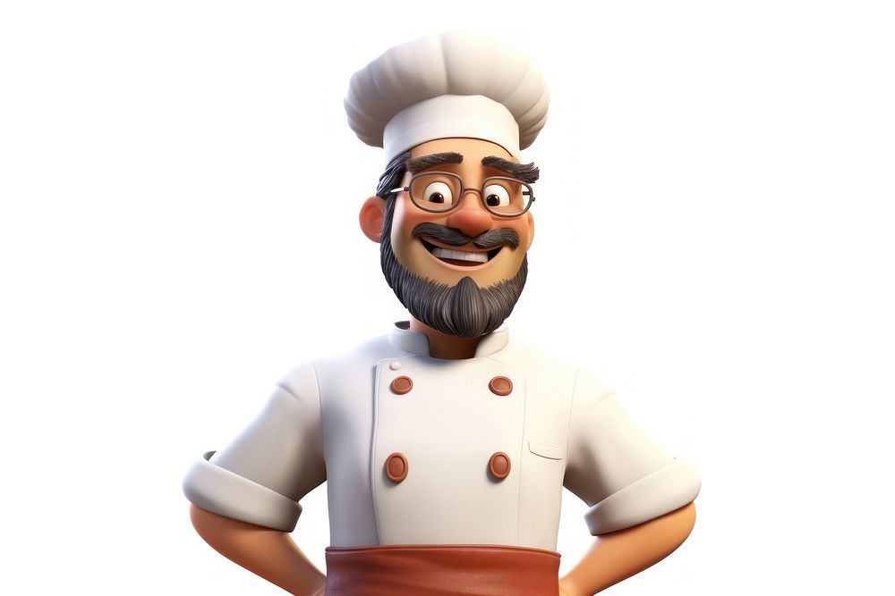 Cartoon chef white background moustache. AI generated Image by rawpixel.