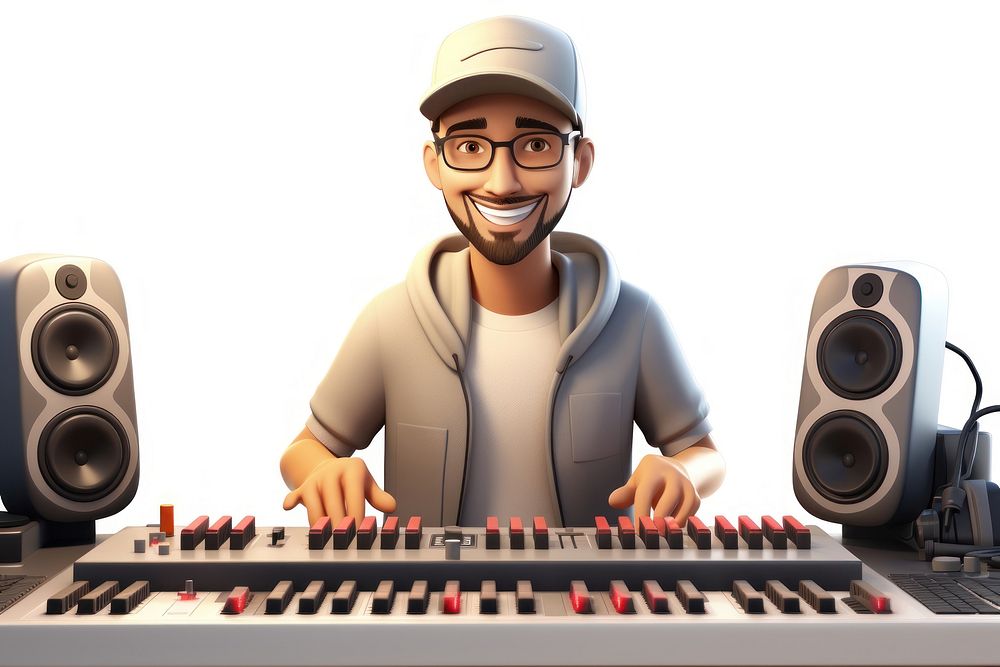 Keyboard musician smiling mixing. AI generated Image by rawpixel.