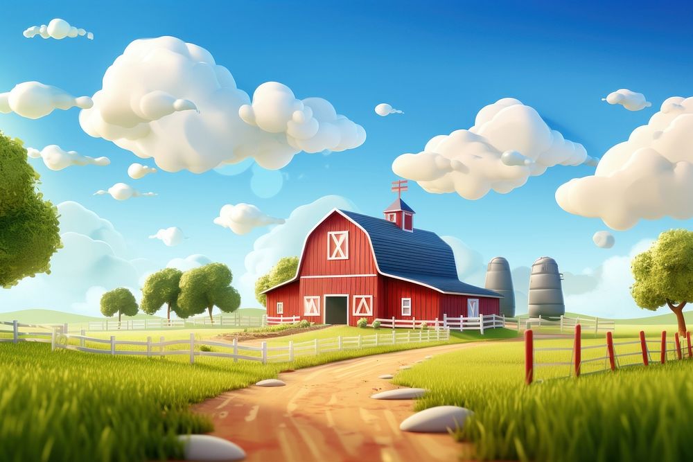 Barn farm architecture landscape. AI generated Image by rawpixel.