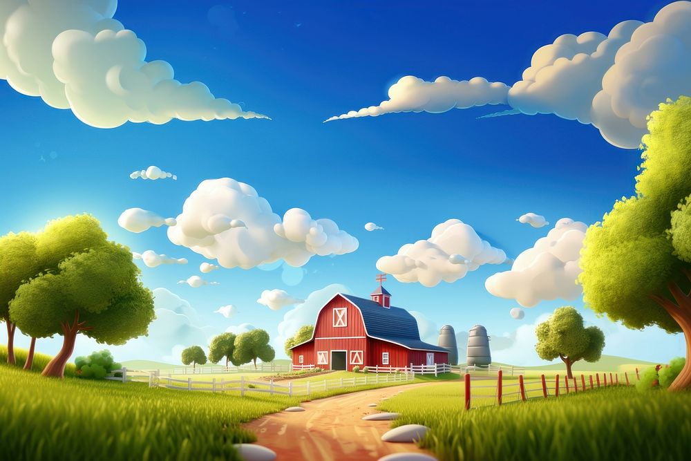 Farm barn architecture landscape. AI generated Image by rawpixel.