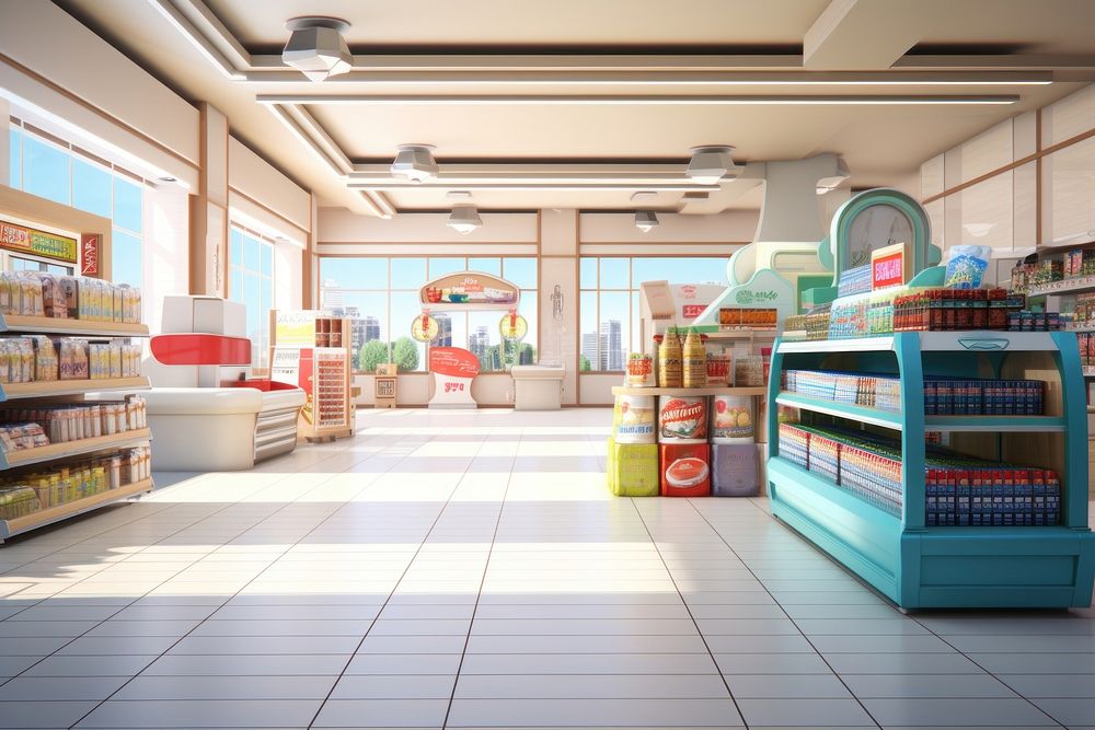 Supermarket architecture building flooring. 