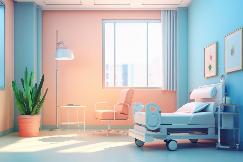 Hospital architecture furniture building. AI generated Image by rawpixel.