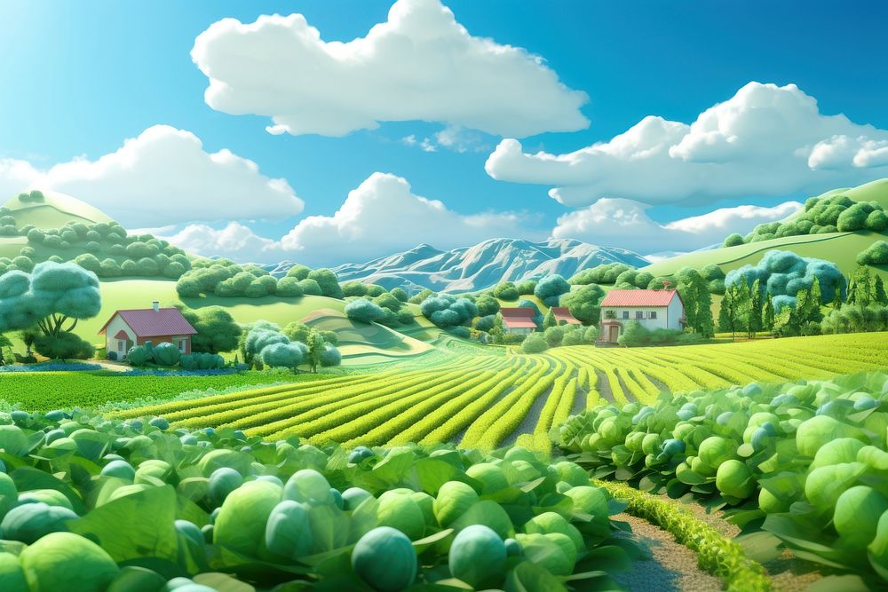 Landscape farm agriculture outdoors. AI generated Image by rawpixel.