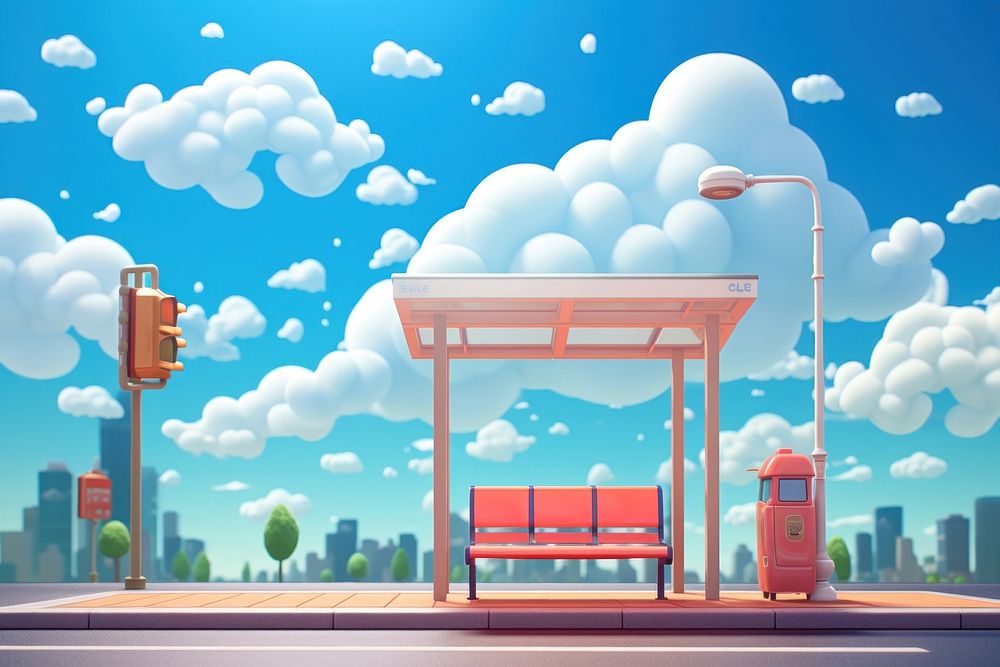 Architecture outdoors cartoon cloud. AI generated Image by rawpixel.