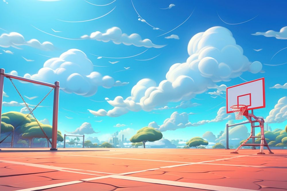 Basketball outdoors cartoon sports. 