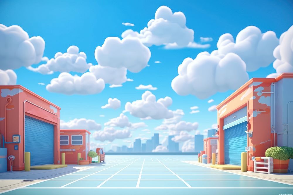 Cloud city outdoors cartoon. AI generated Image by rawpixel.