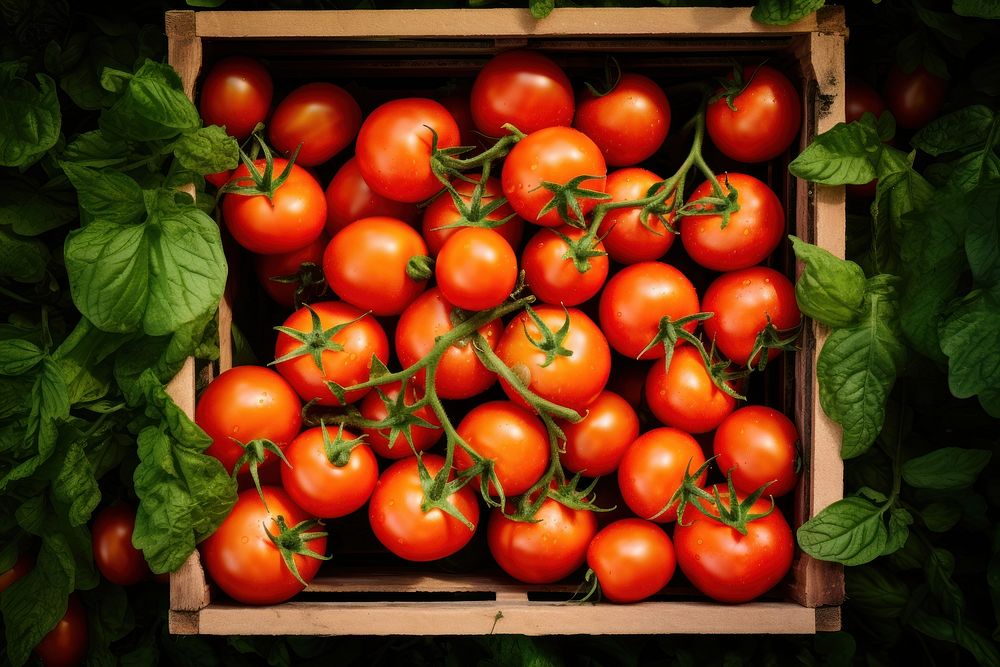 Tomato box vegetable plant. 