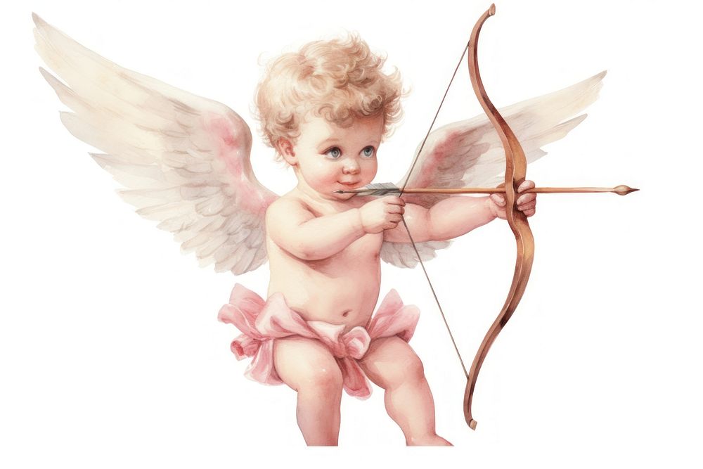 Cupid arrow baby white background. AI generated Image by rawpixel.