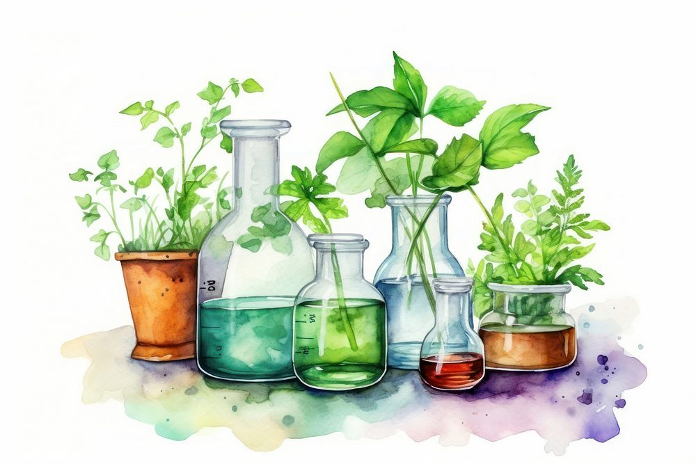 Medicine glass plant herbs. AI generated Image by rawpixel.