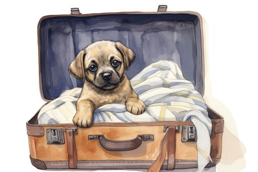 Dog suitcase luggage animal. AI generated Image by rawpixel.