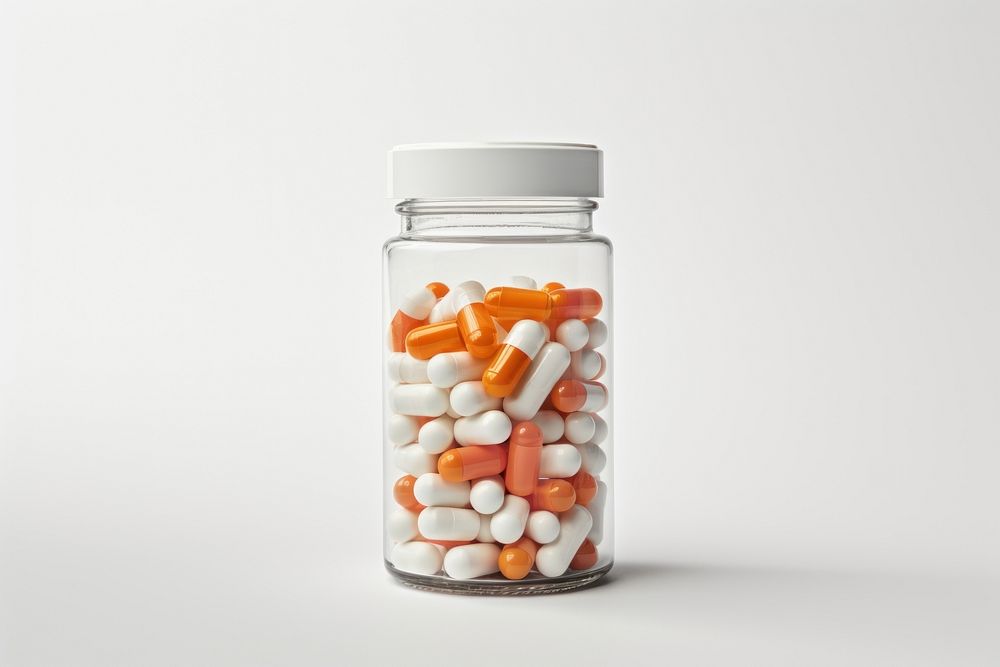 Medicine capsule pill white background. AI generated Image by rawpixel.