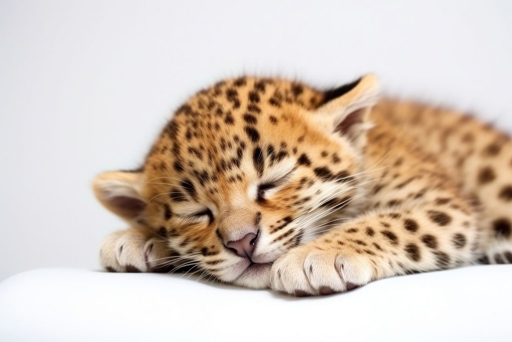 Leopard wildlife sleeping cheetah. AI generated Image by rawpixel.