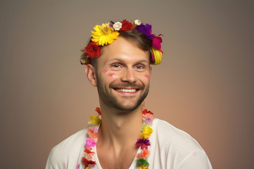 Flower cheerful portrait adult. AI generated Image by rawpixel.