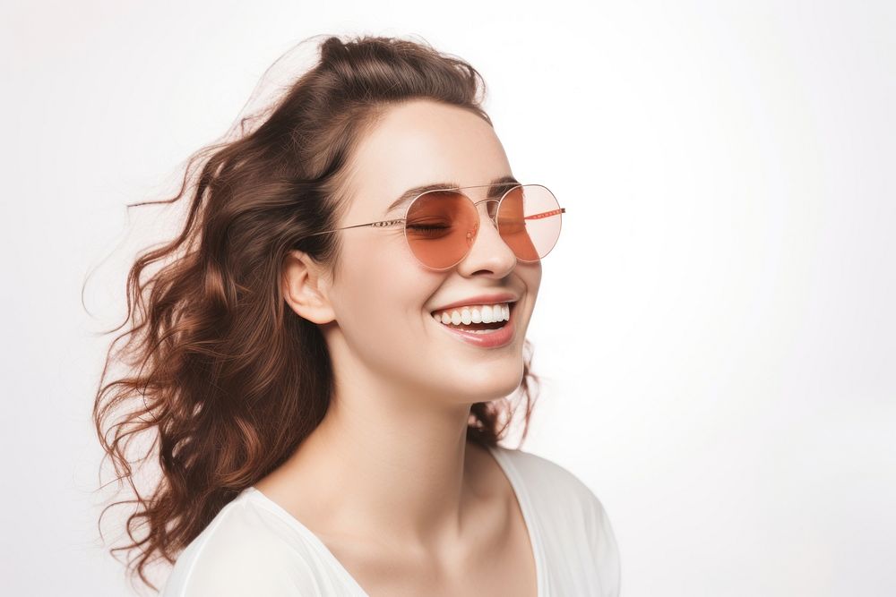 Glasses sunglasses laughing portrait. AI generated Image by rawpixel.