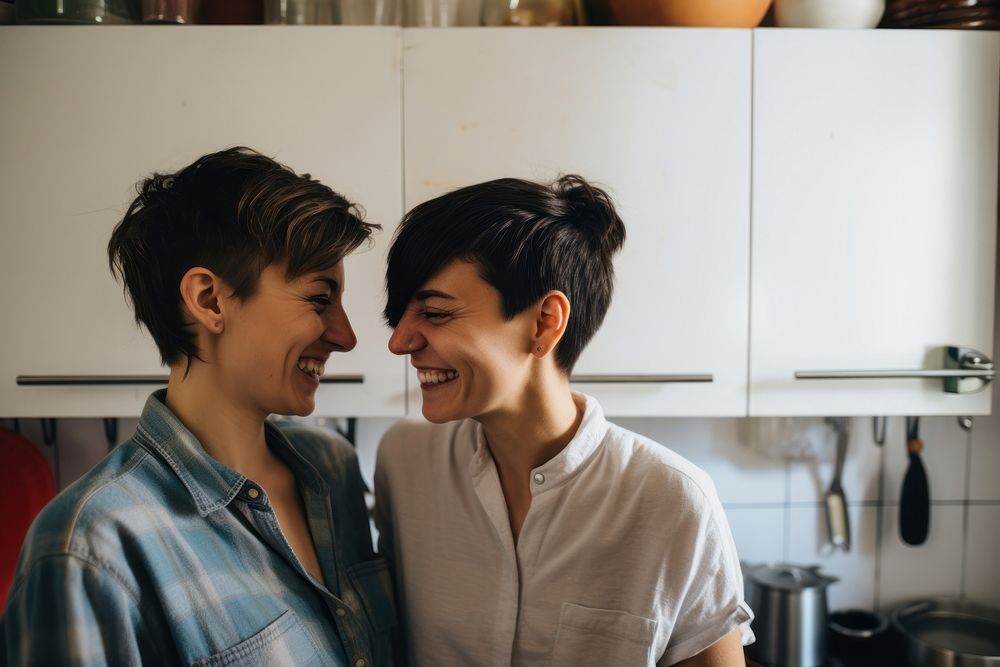 Portrait kitchen smiling togetherness. AI generated Image by rawpixel.