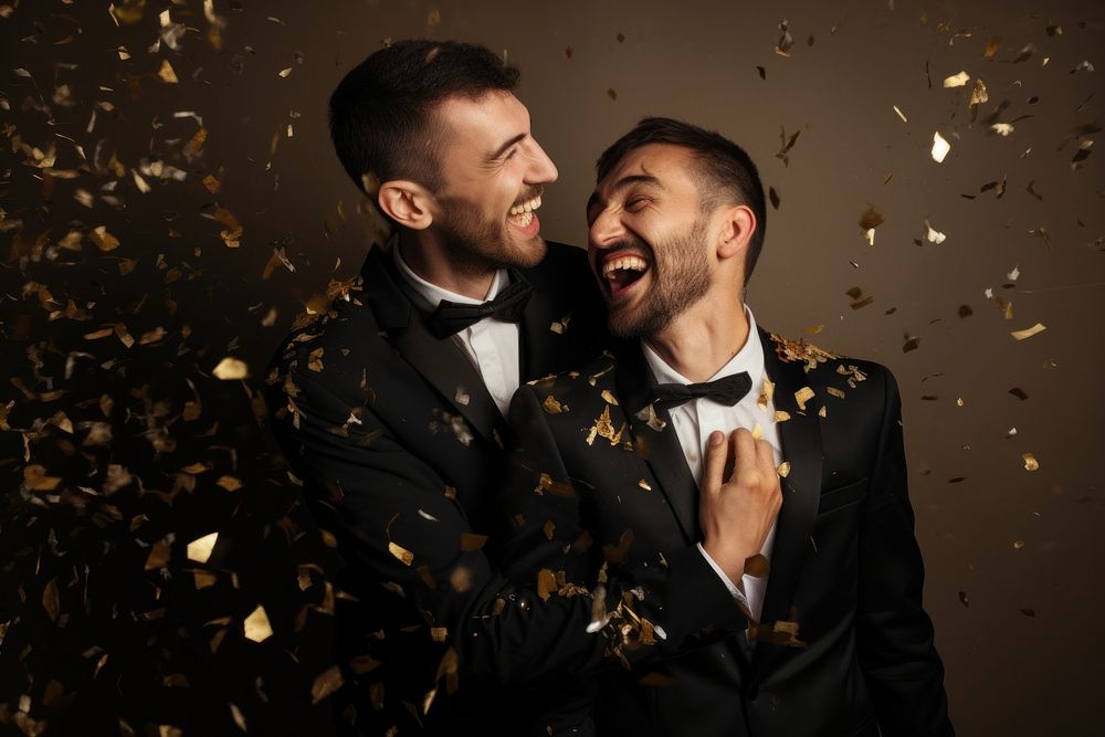 Confetti portrait cheerful laughing. 