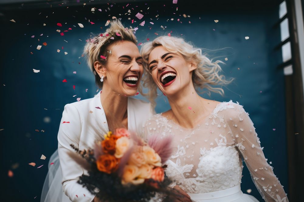 Wedding bride cheerful laughing. AI generated Image by rawpixel.