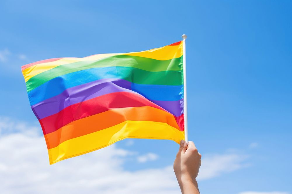 Flag rainbow holding hand. 