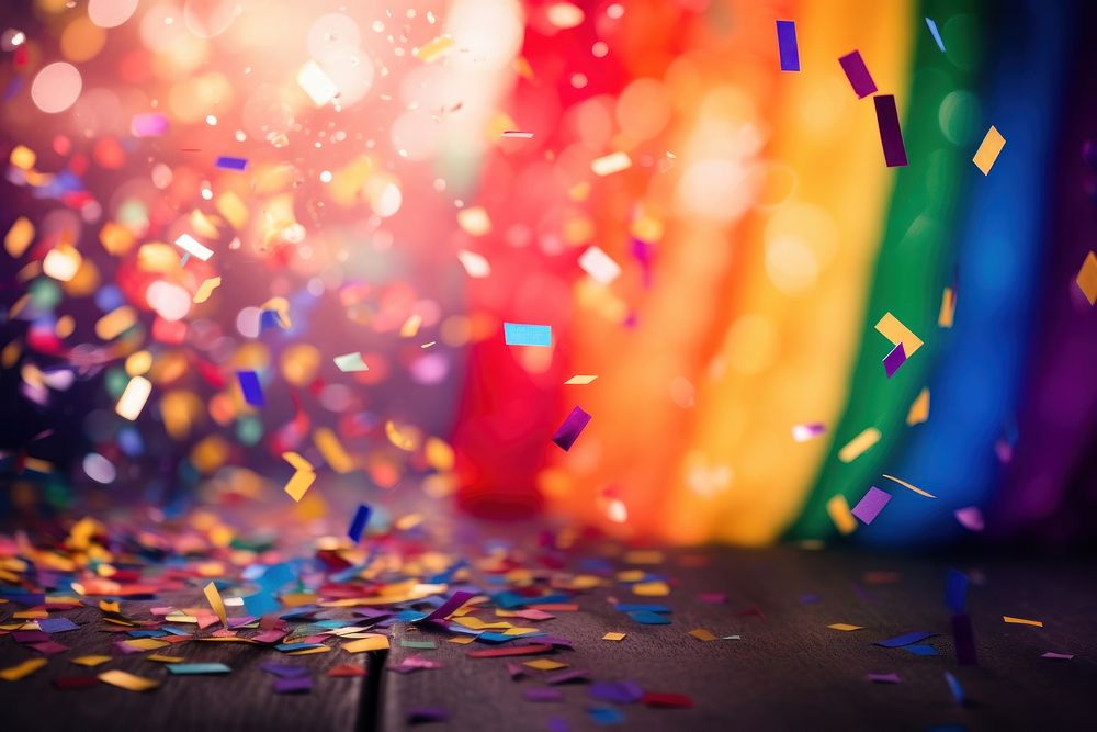 Confetti illuminated backgrounds celebration. AI generated Image by rawpixel.