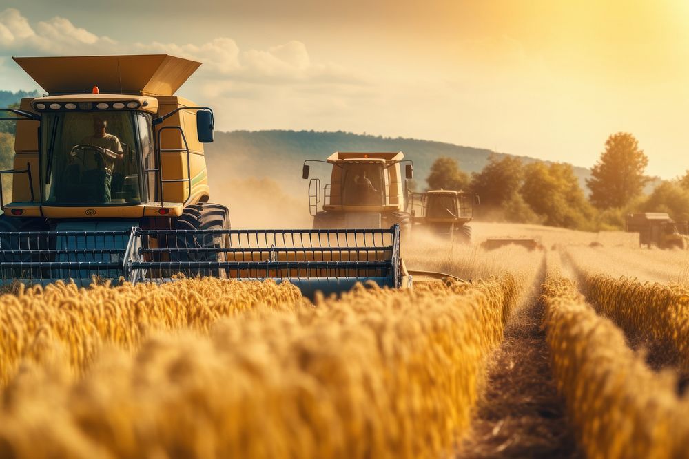 Harvest farm agriculture harvester. AI generated Image by rawpixel.