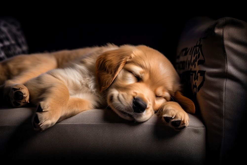 Sleeping animal puppy furniture. AI generated Image by rawpixel.