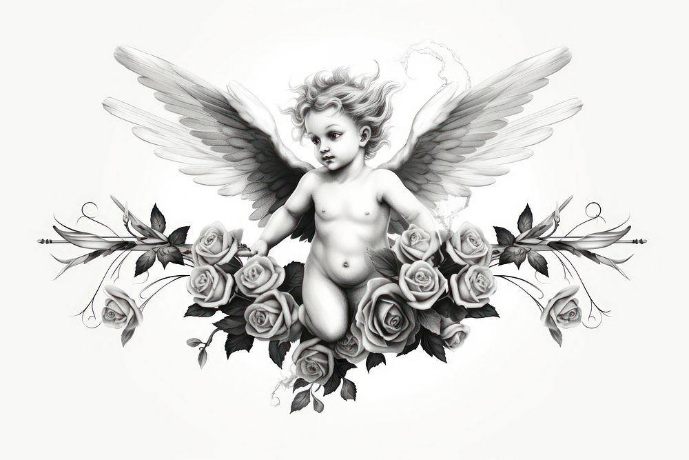 Drawing sketch angel baby. AI generated Image by rawpixel.