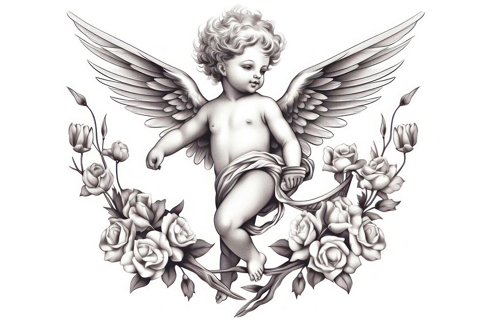 Drawing sketch angel cupid. AI generated Image by rawpixel.