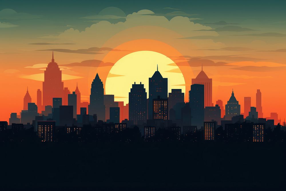 City architecture silhouette metropolis. AI generated Image by rawpixel.