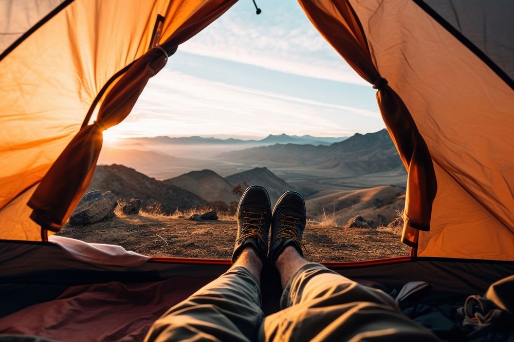 Tent mountain outdoors camping. AI generated Image by rawpixel.