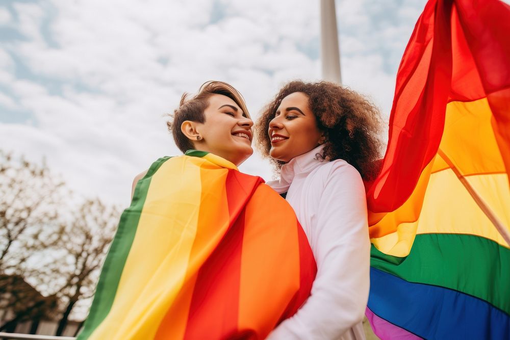 Flag rainbow adult togetherness. AI generated Image by rawpixel.