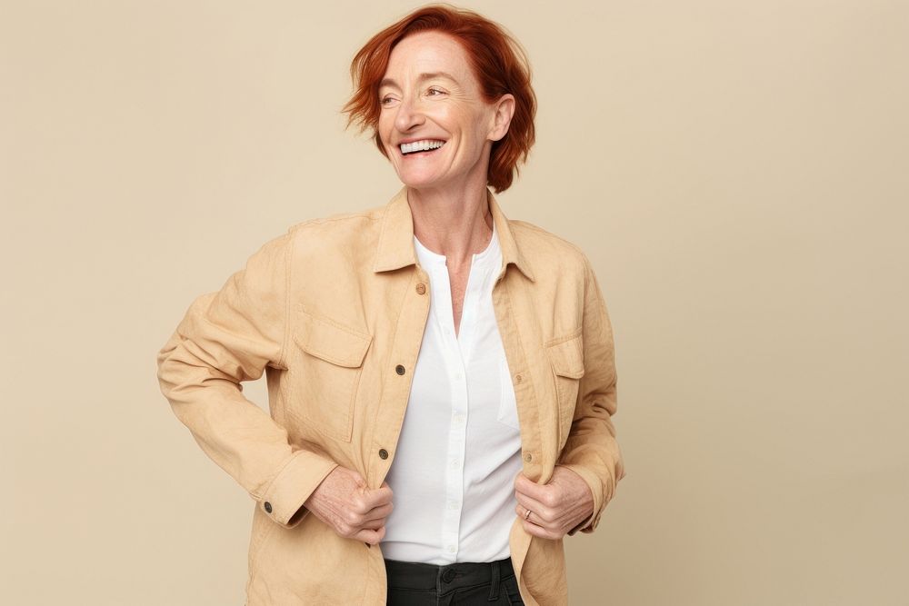 Jacket cheerful laughing portrait. AI generated Image by rawpixel.