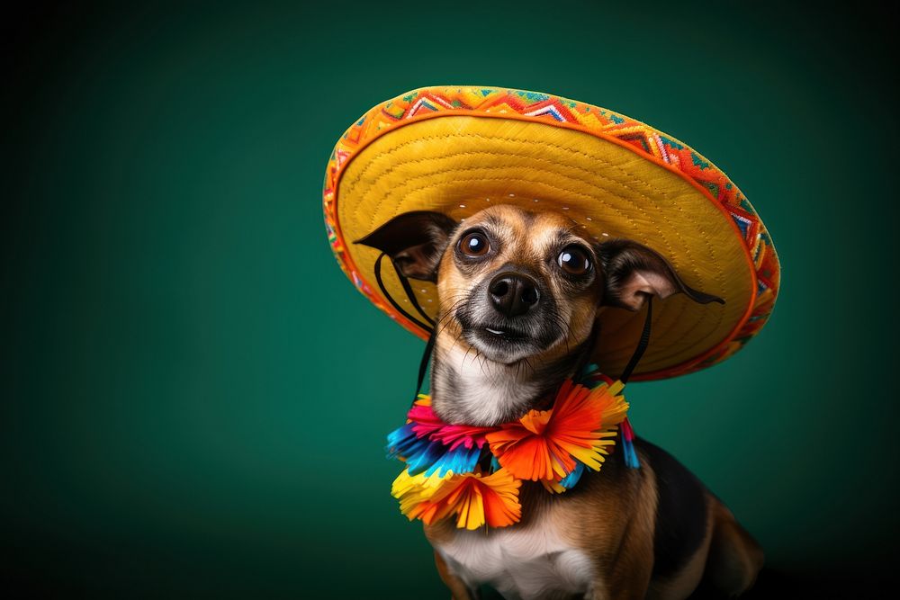 Dog sombrero portrait mammal. AI generated Image by rawpixel.