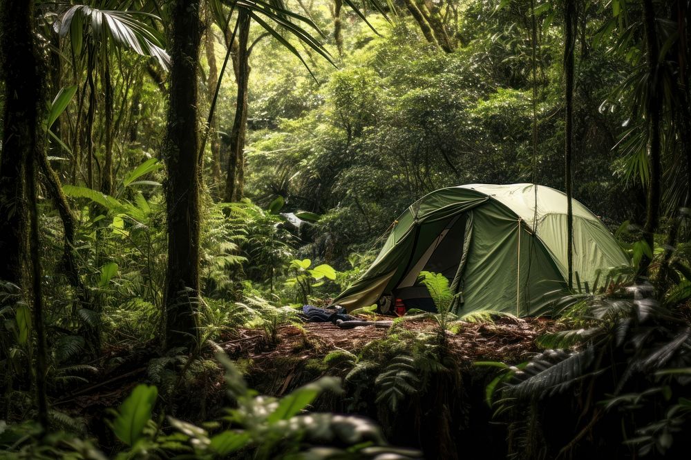 Tent vegetation rainforest outdoors. AI generated Image by rawpixel.