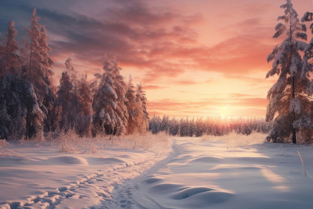 Landscape snow panoramic outdoors. 