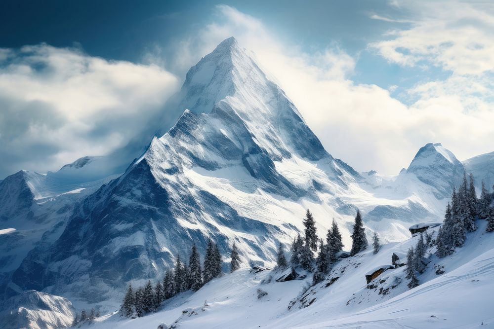Landscape mountain snow outdoors. AI generated Image by rawpixel.