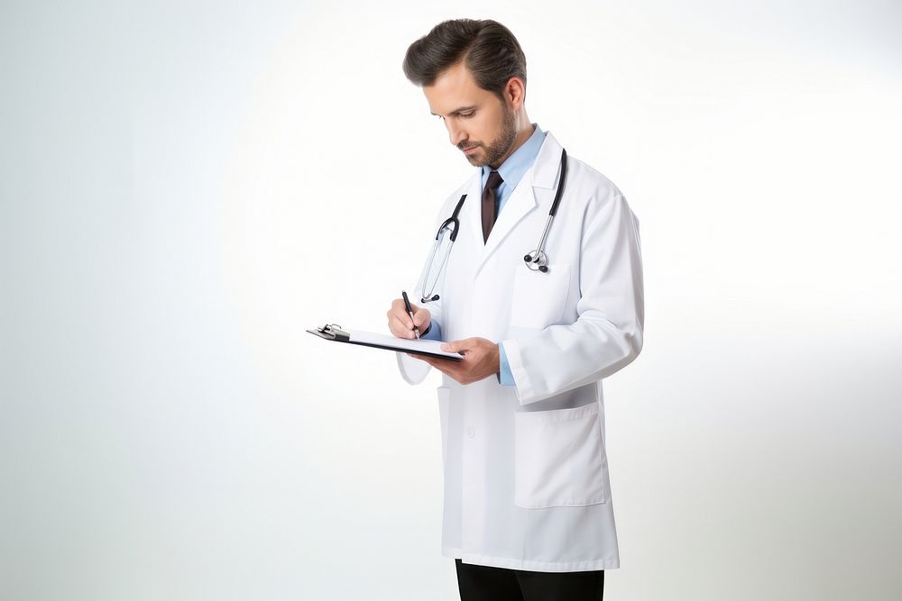 Writing doctor adult white background. AI generated Image by rawpixel.