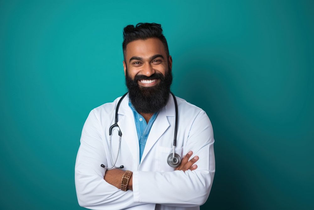 Doctor adult beard smile. AI generated Image by rawpixel.
