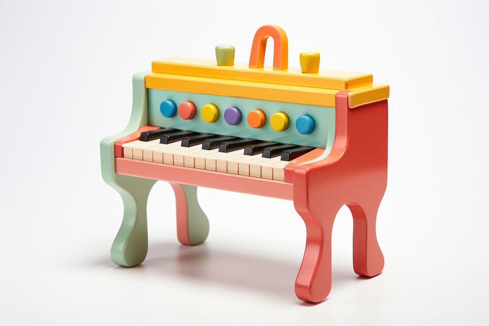 Piano keyboard toy white background. AI generated Image by rawpixel.